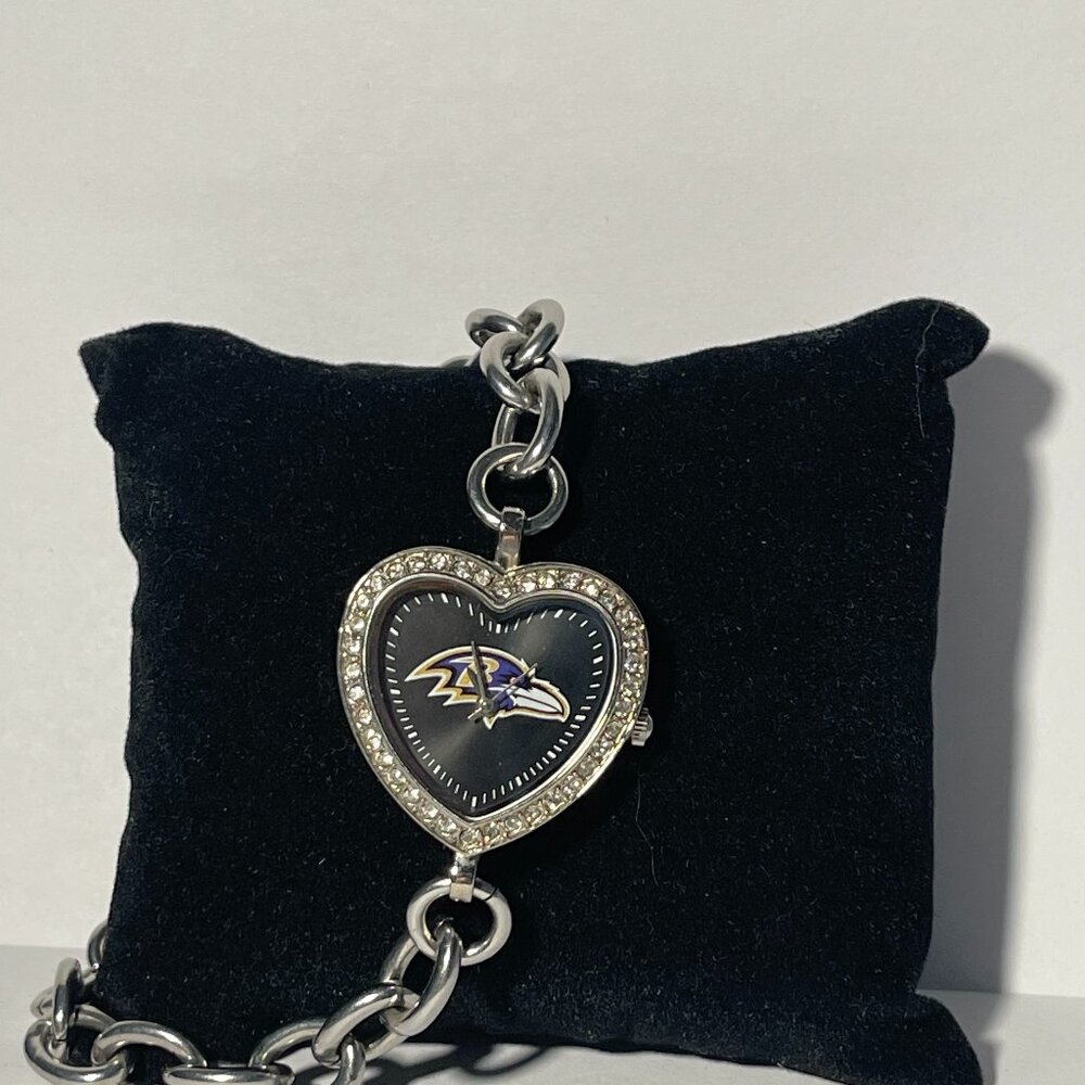Baltimore Ravens NFL Heart Stainless-Steel Bracelet Watch by Game Time NEW